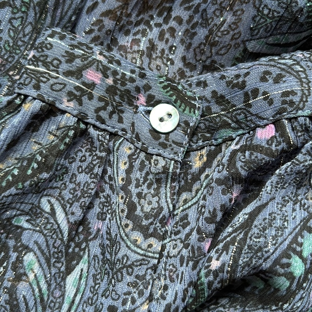 Lucky Brand Floral Paisley Shirt Dress Women’s Medium Metallic Boho Oversized - Picture 4 of 4